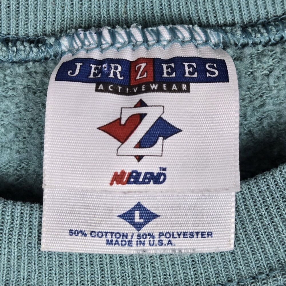 Vintage 1998 Jerzees Basket Flowers Sweatshirt L Green Grandmacore Cottagecore - Picture 4 of 5